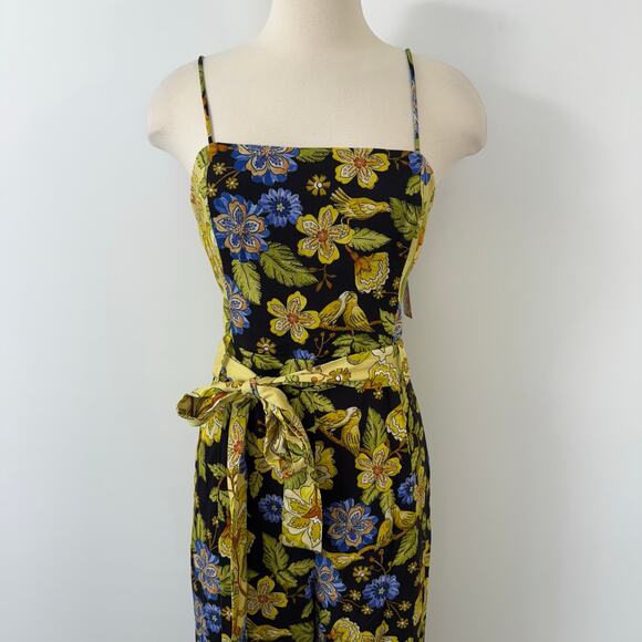 Farm Rio Square-Neck Floral Jumpsuit Wide Leg Smocked Back L NWT - Picture 2 of 16